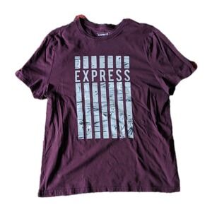 Express Graphic Purple Tee Shirt With White Water Cranes Asian-inspired Graphics